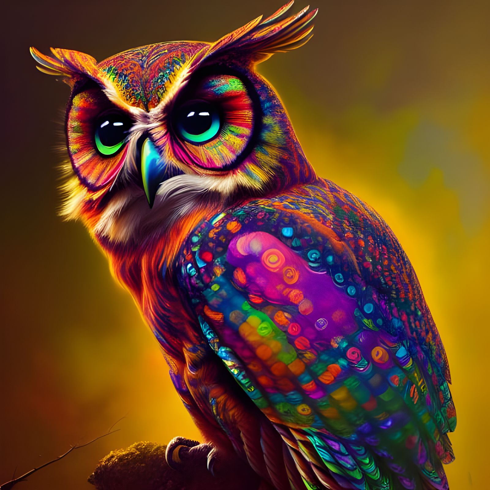 Portrait of a psychedelic owl