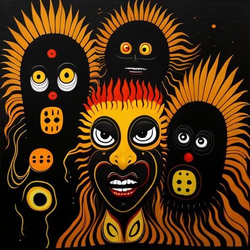 Abstract Faces: Aboriginal and Surrealist Oil Painting