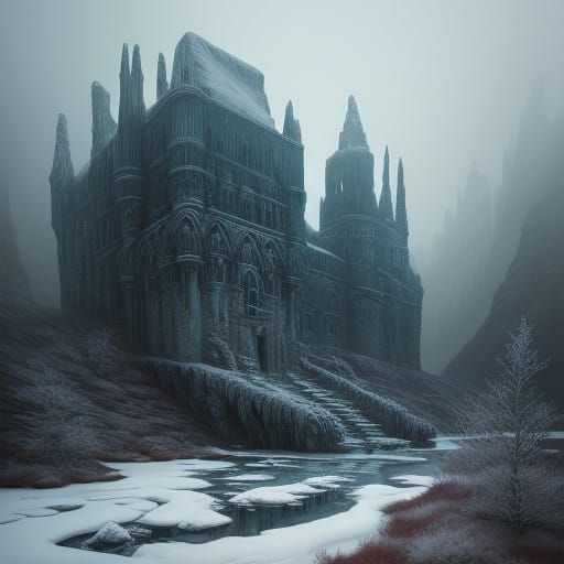 Surreal Frost Gardens in Dark Surrealist Style