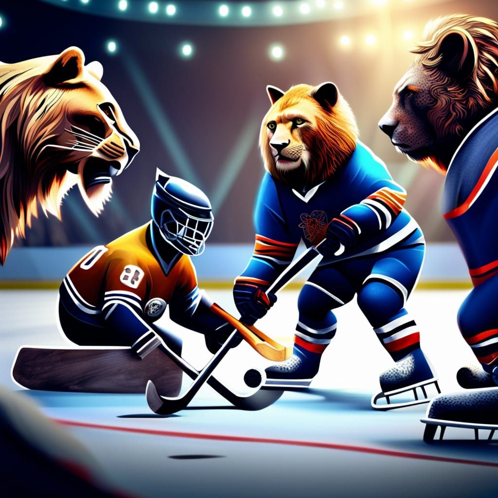 Animals playing hockey 2