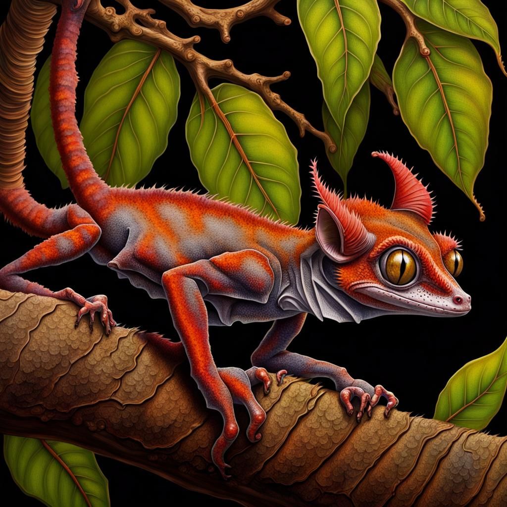 Detailed Satanic Leaf-Tailed Gecko on Branch