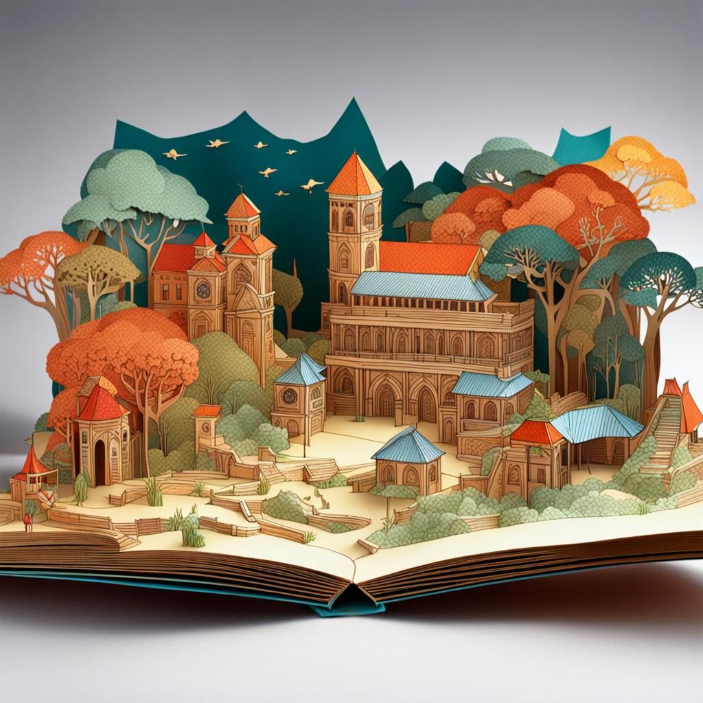 Intricately Detailed Pop-Up Book Illustration