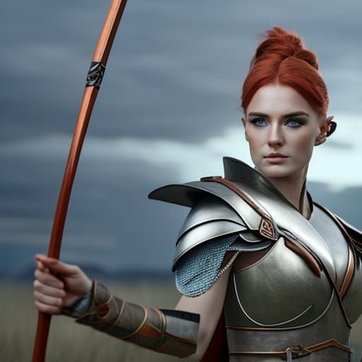 Stunning Viking Warrior Girl in Savannah Sunset