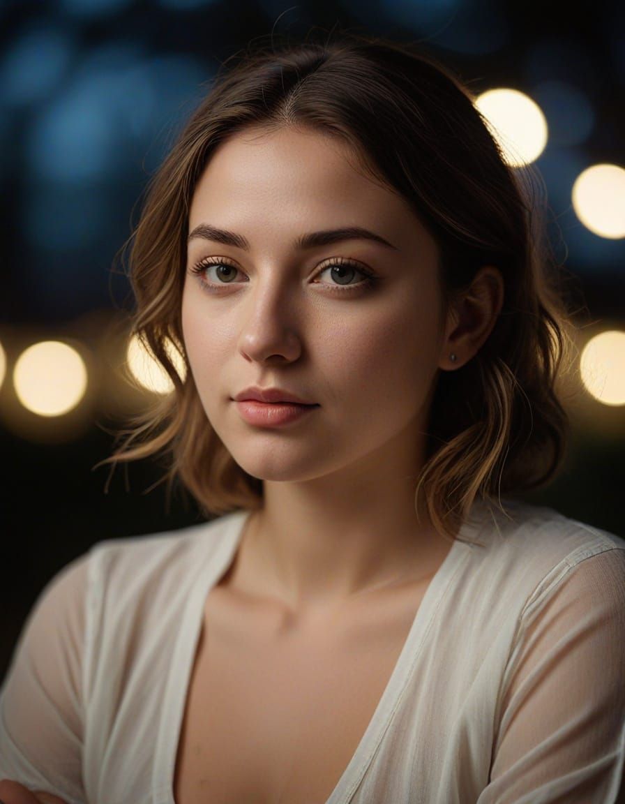 Serene Woman in Moonlit Lotus Position