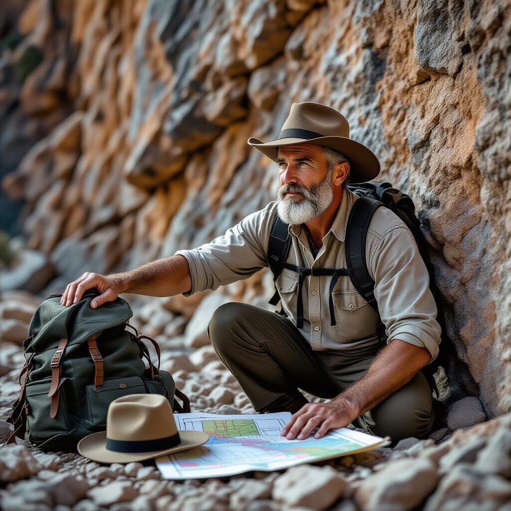 Italian Geologist Inspects Rock Wall in Cinematic Style
