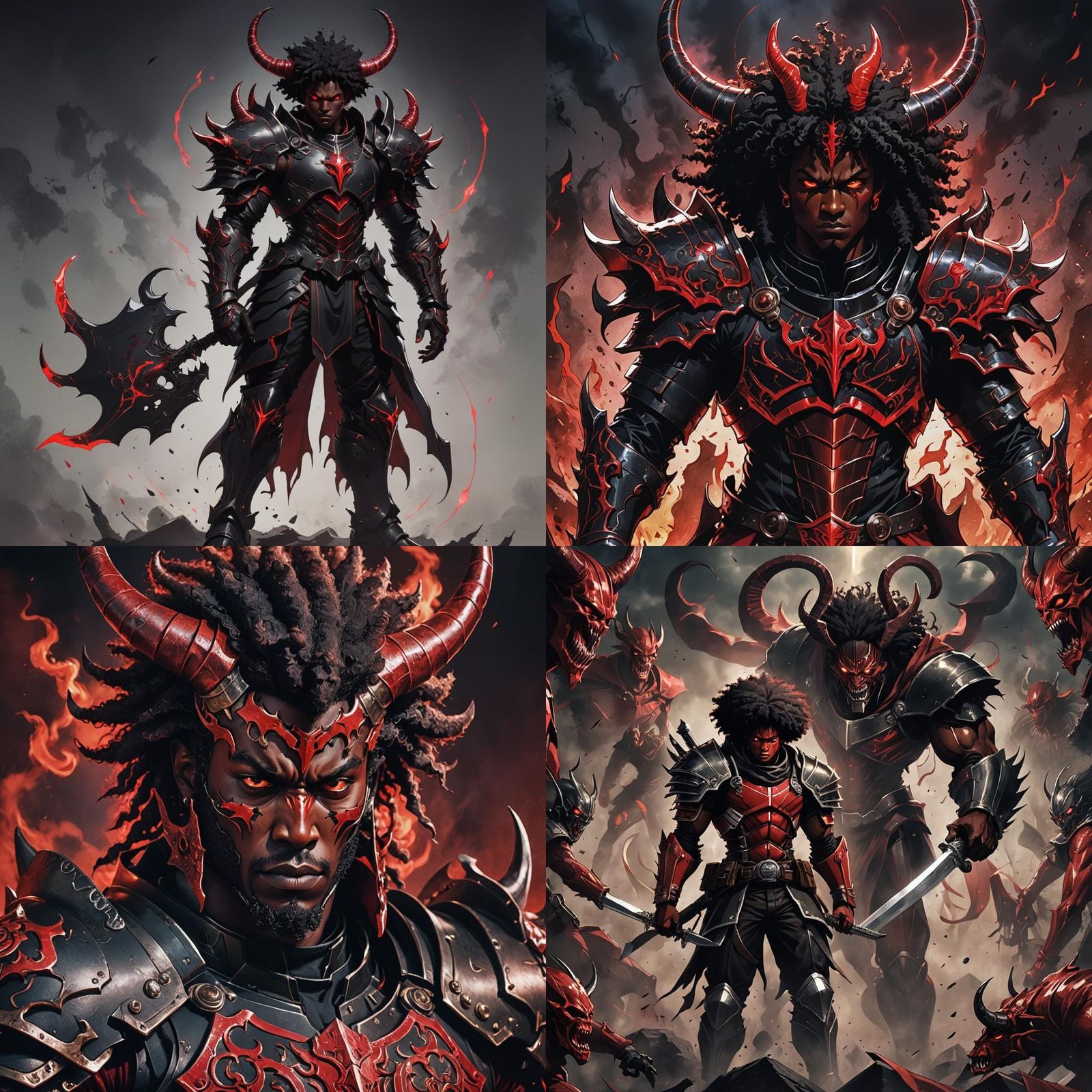 Demonic Warrior in Anime Style Armor