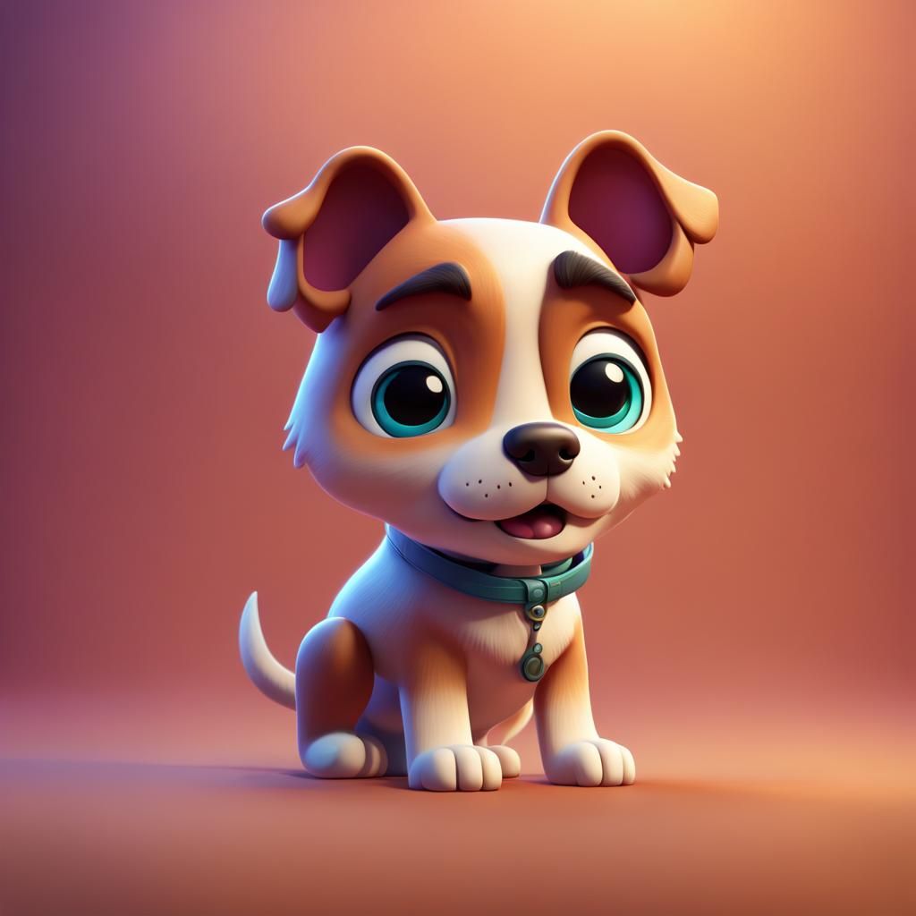 Chibi Dog in Pixar-Inspired 3D Digital Art