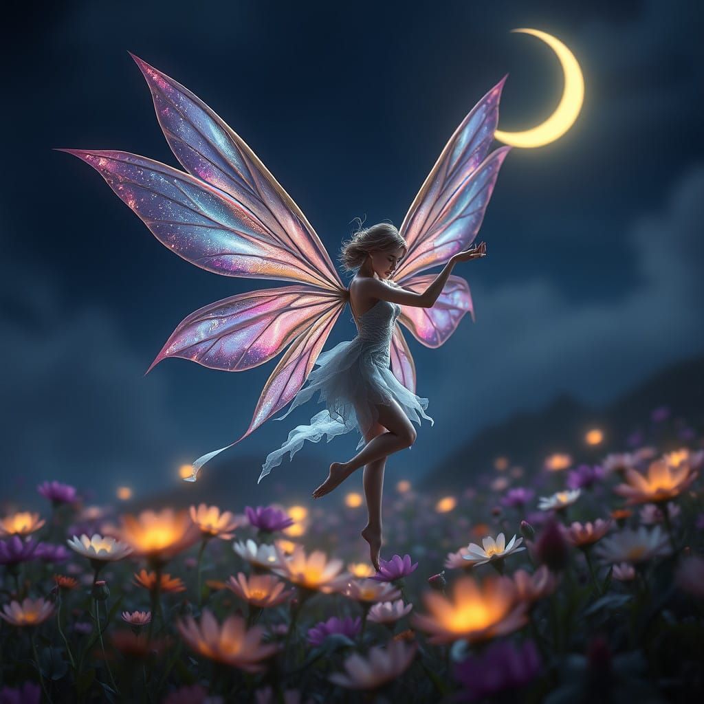 Ethereal Night Fairy in Radiant Dreamscapes