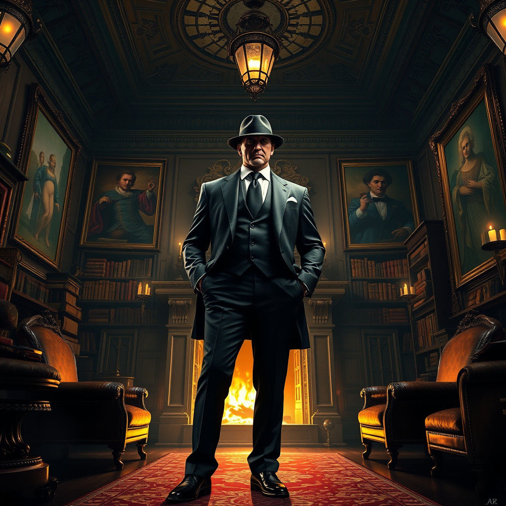 Powerful Mafia Boss in Ornate Study