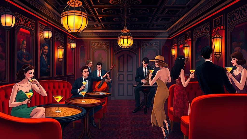 Roaring 20s: A Vibrant Art Deco Speakeasy