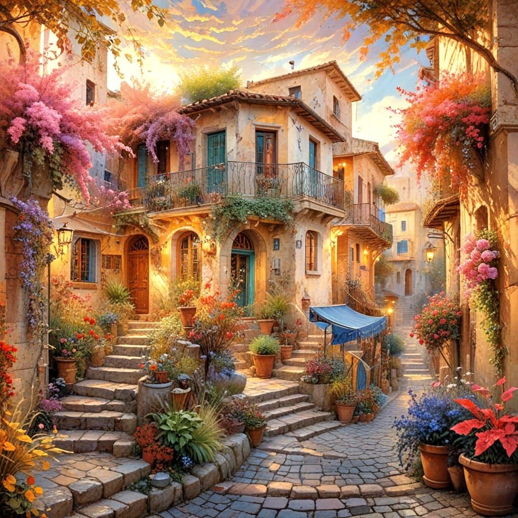 Stone Steps And Wisteria