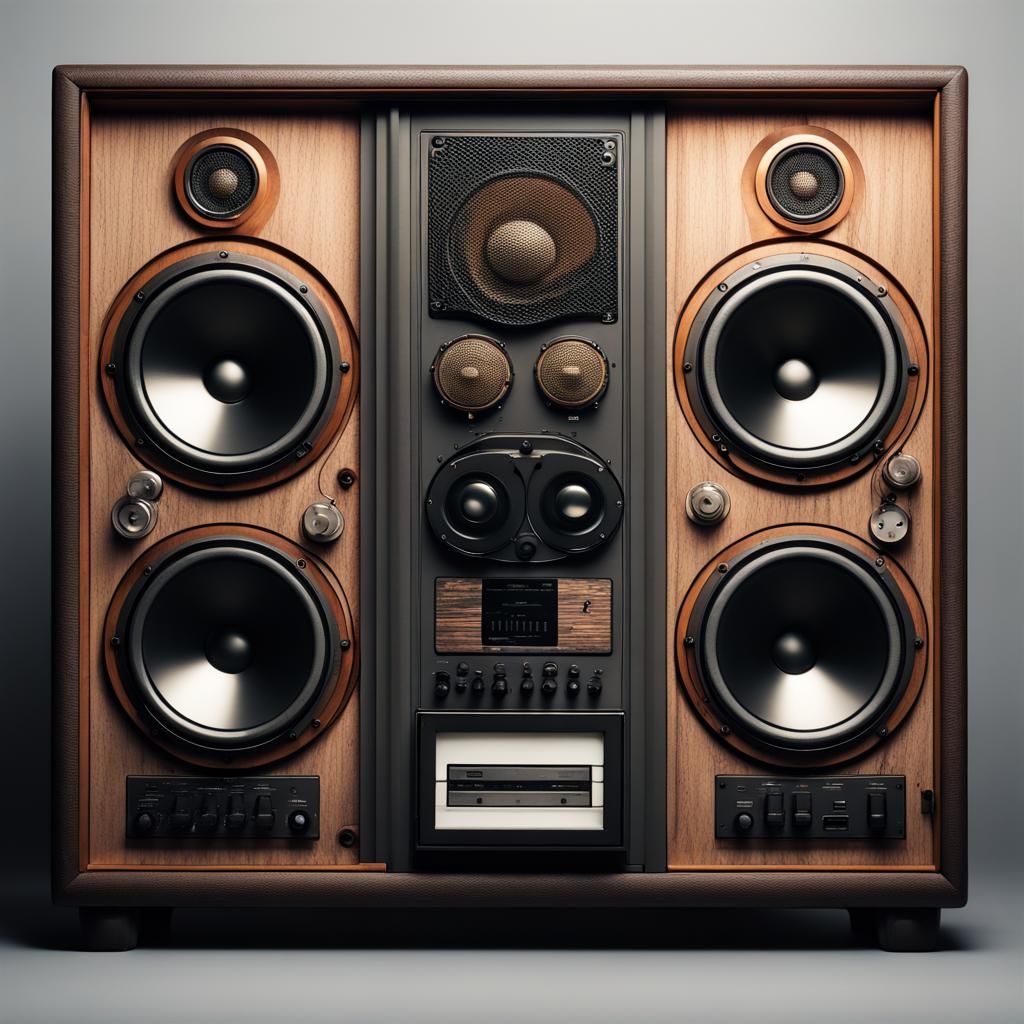 Photorealistic Boom Bap Speakers in Dancehall Style