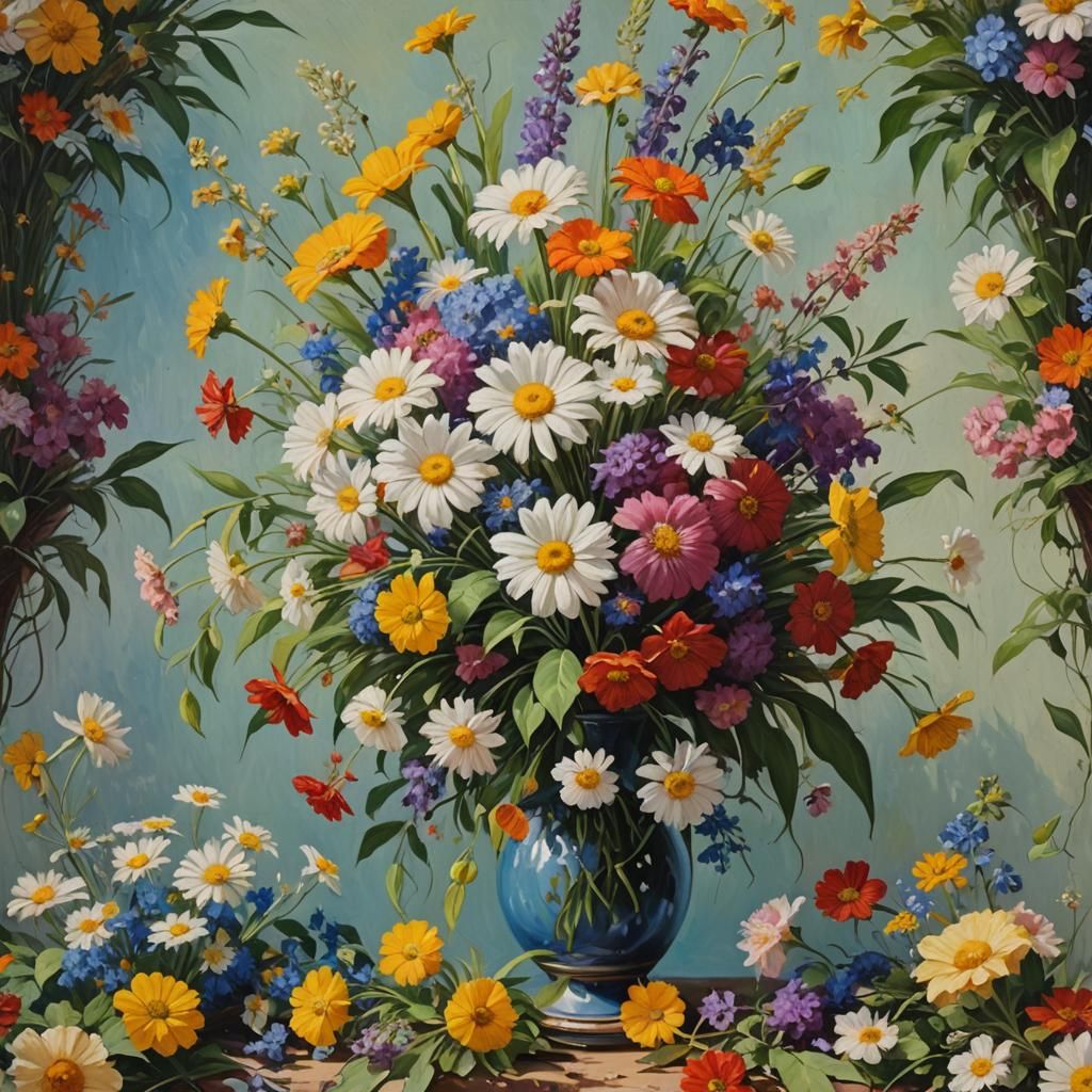 Floral Bouquet in Oil Painting Style