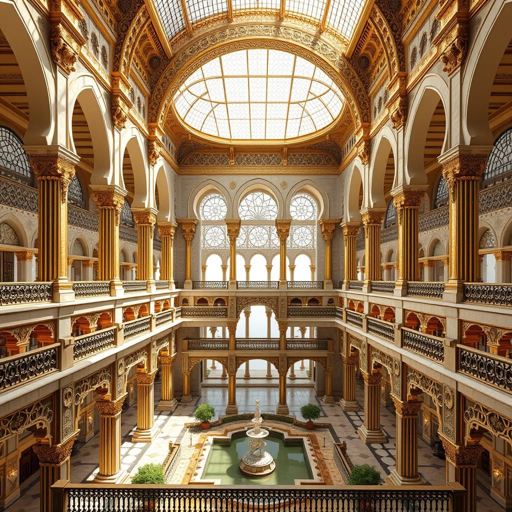 Ethereal Arabesque Oasis with Gilded Opulence