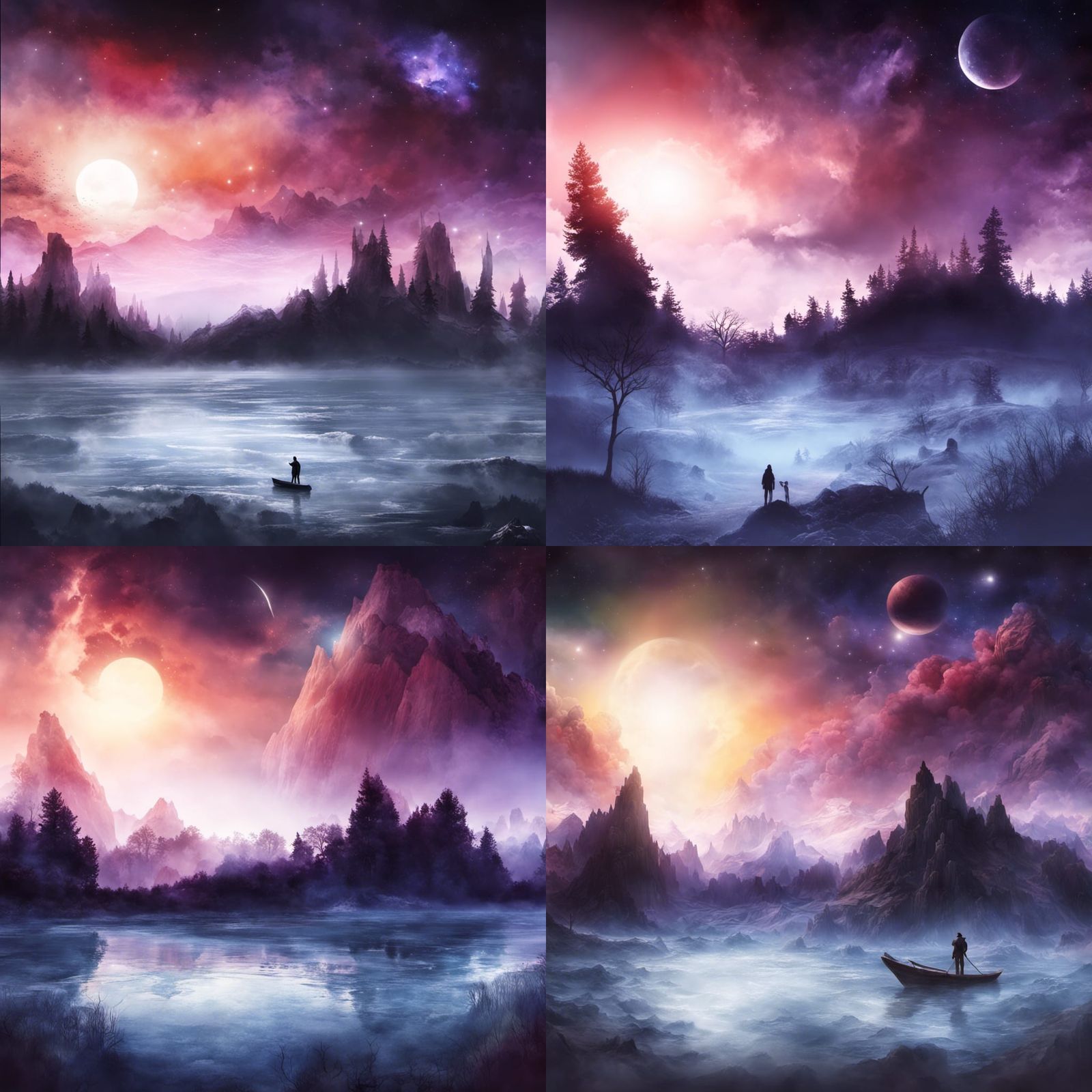 Surreal Alien Landscape with Starry Sky