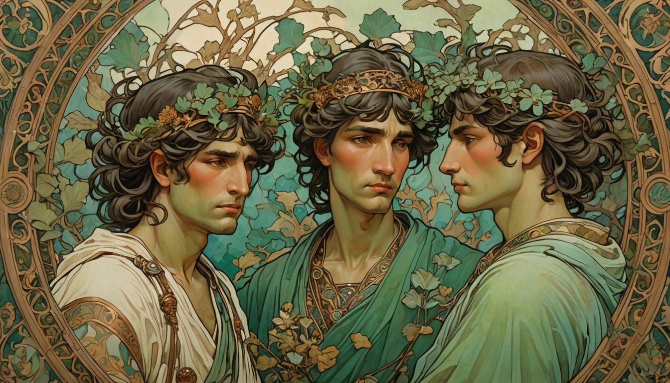 Bronze Age Twilight: Intricate Art Nouveau Painting
