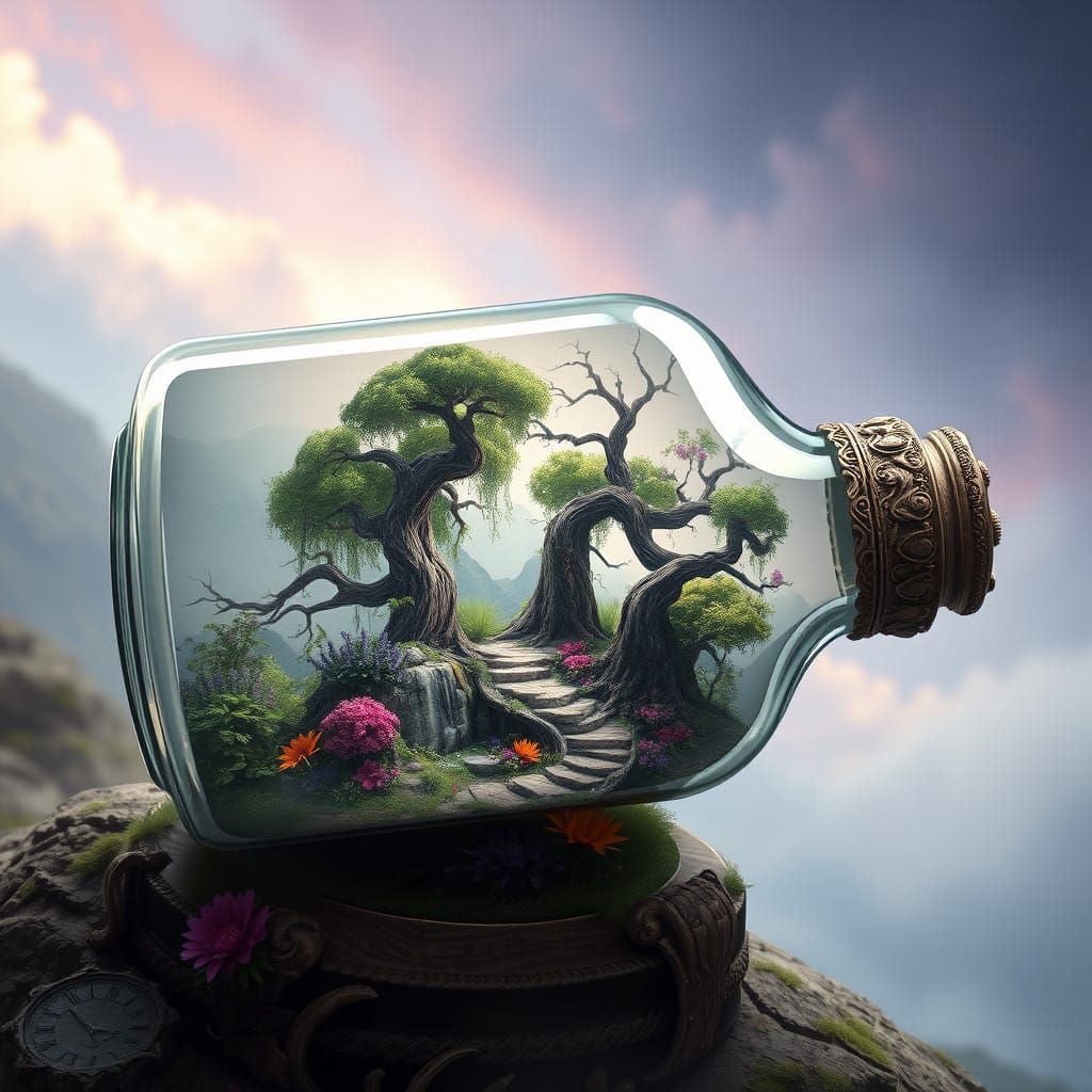 A Dreamlike World Trapped in a Delicate Glass Bottle