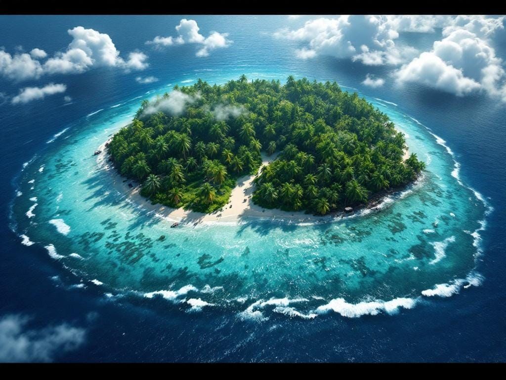 Tropical Atoll Bird's Eye View in 8k