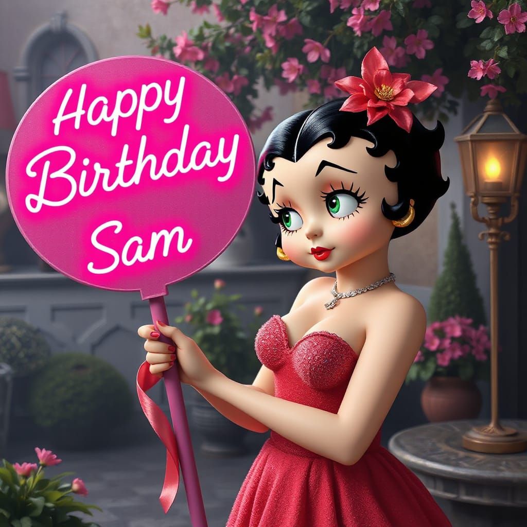 Betty Boop Birthday Wishes in Ethereal Style