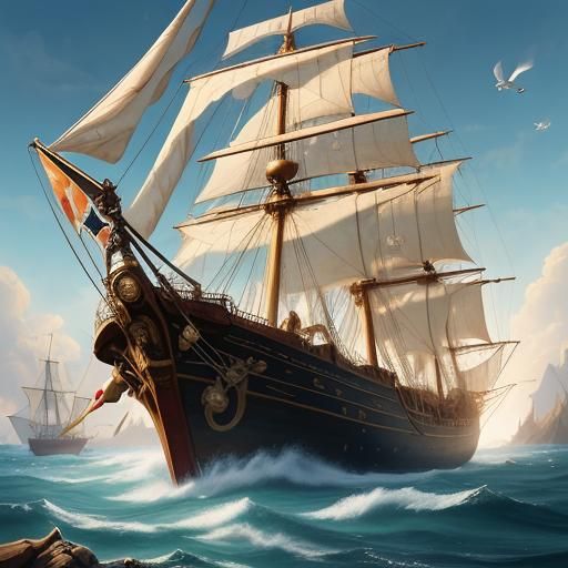 Pirate Bunnies on a Ship in Vibrant Digital Art