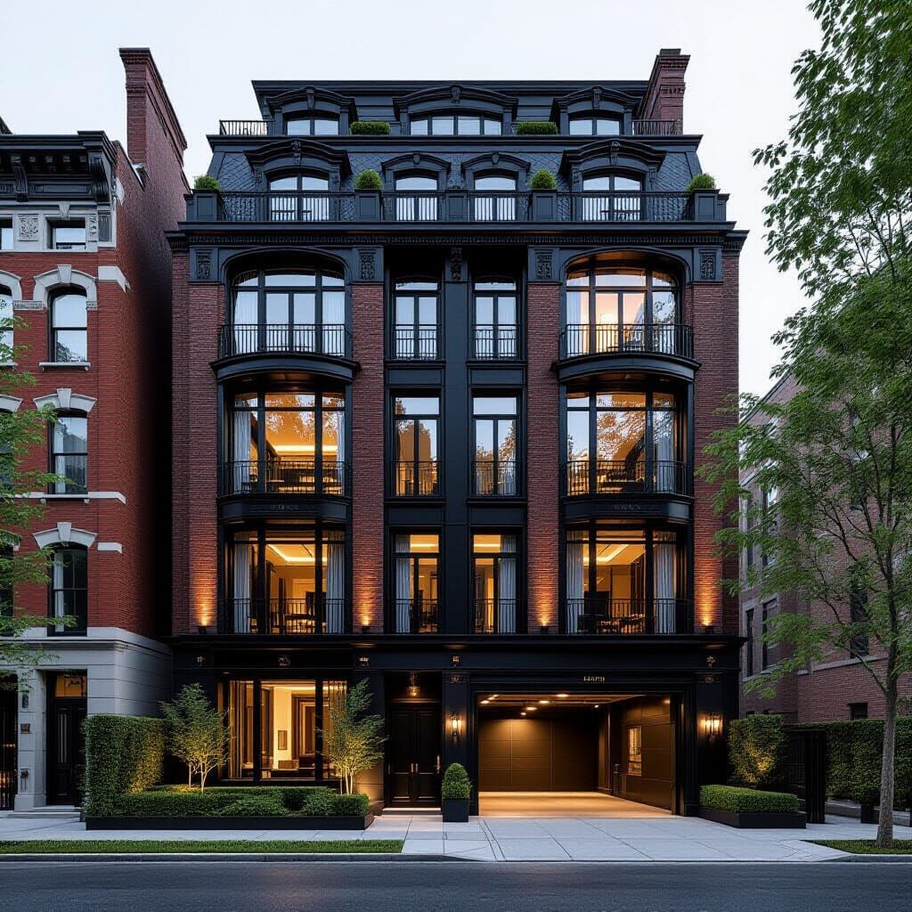 Realistic NY Apartment Building with Timber and Concrete