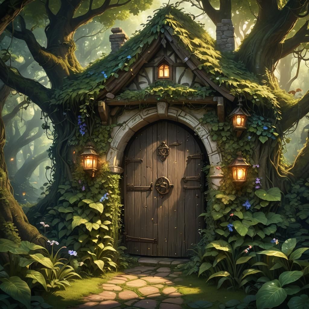 Enchanted Cottage with Ornate Doorway