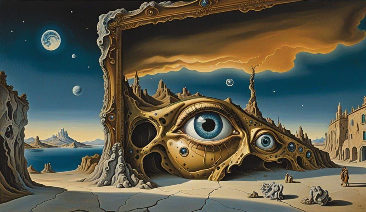 Surreal Painting of Melting Clocks in Pop Art Style