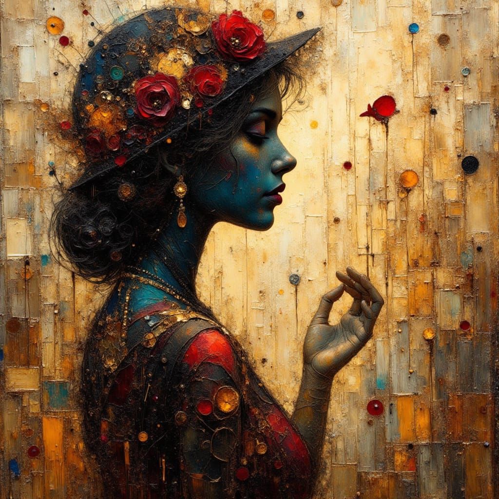 Breathtaking Silhouette Beauty in Realistic Encaustic Style