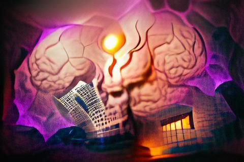 Evil Villain Lair with Brain: Volumetric Lighting