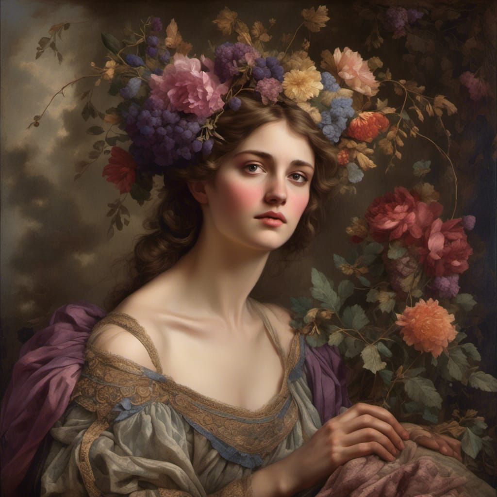 Vintage Portrait in Lilac and Jewel Tones