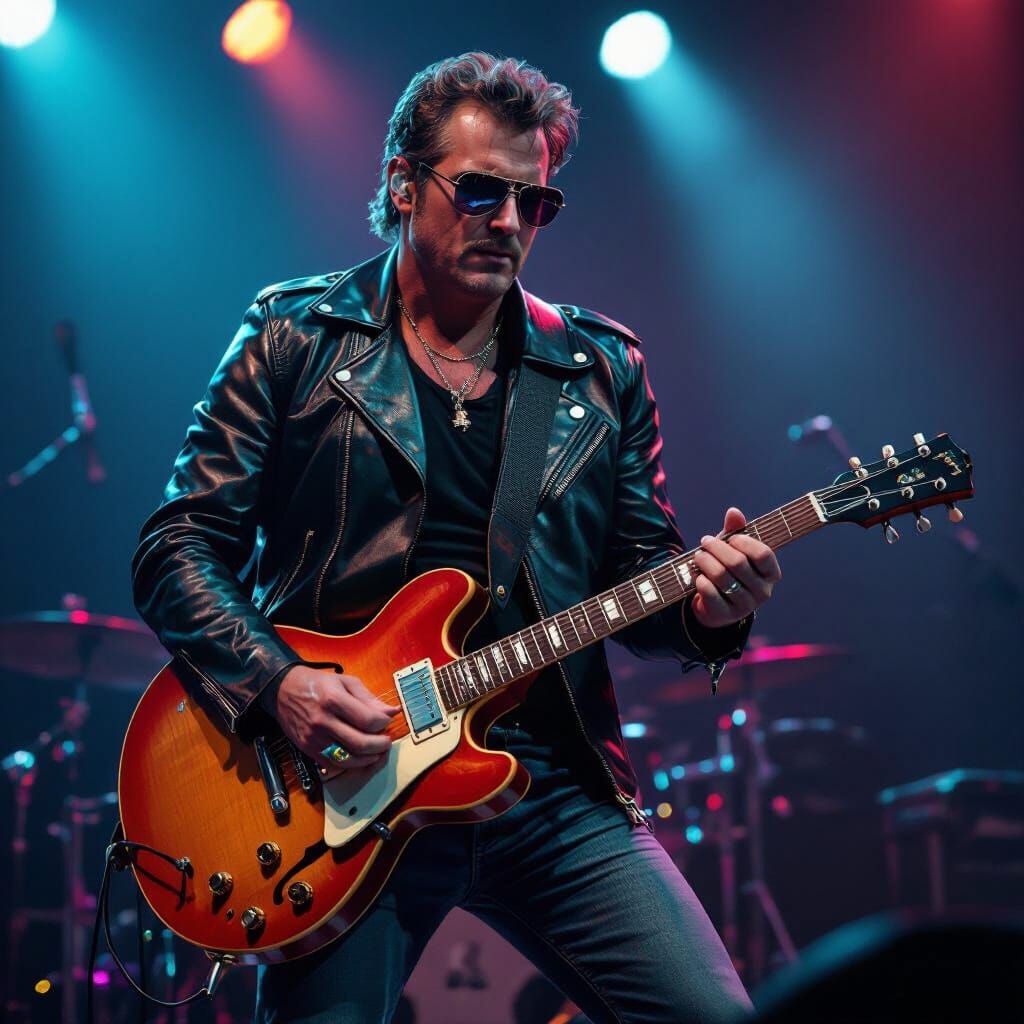 Retro Rock and Roll Musician on Stage