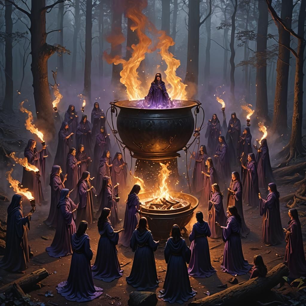 Mystical Circle of Witches in Dark Fantasy Art