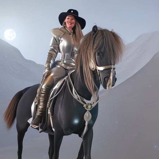 Cowgirl in Spacesuit on the Moon: Hyperrealistic Art