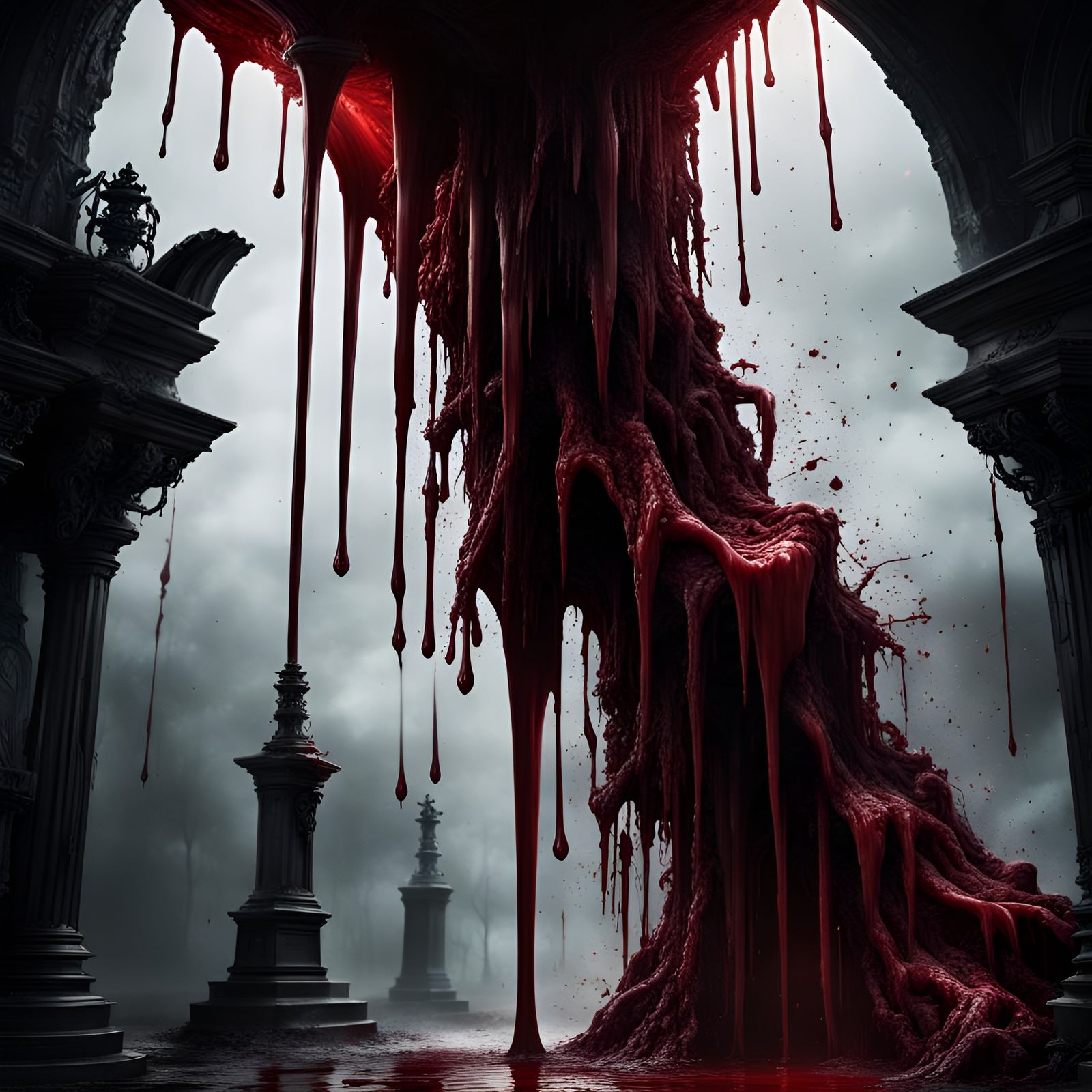 Blood Dripping in Dark Fantasy Horror