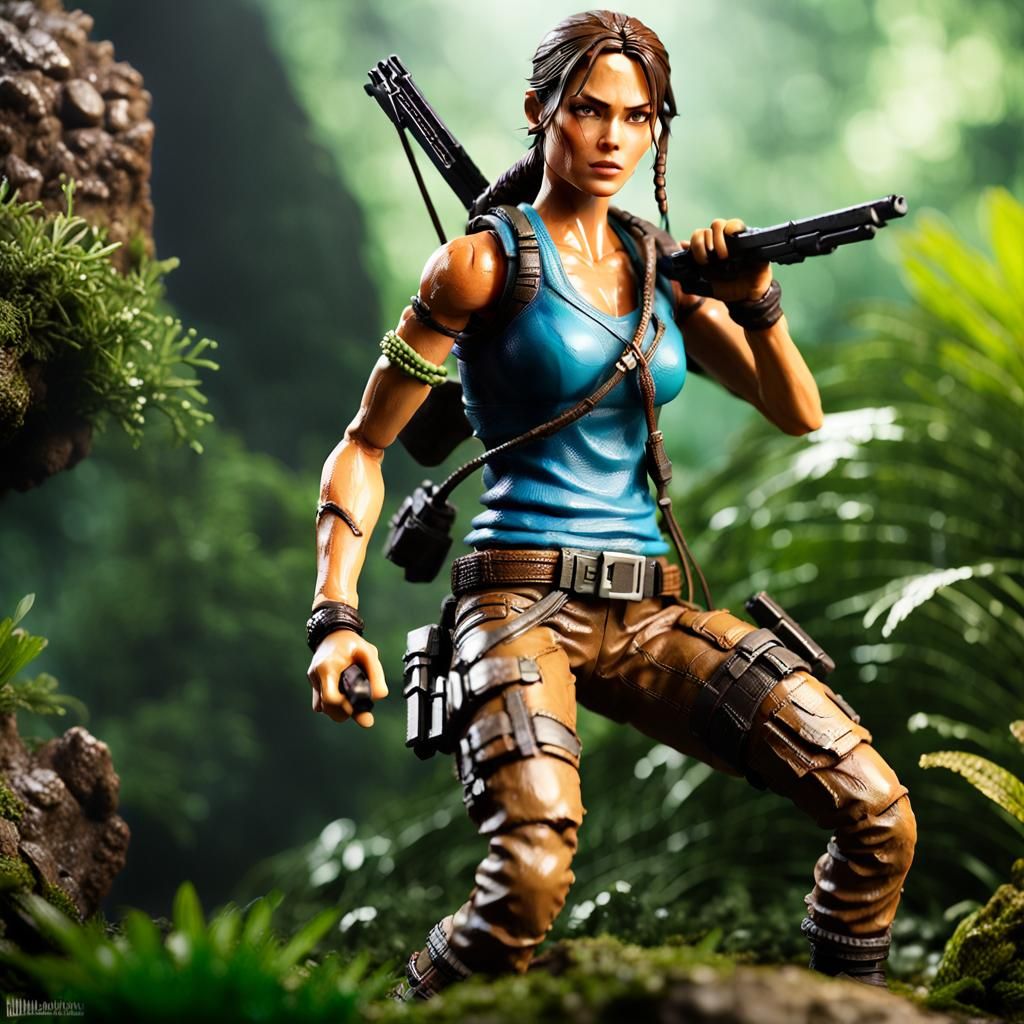Lara Croft Action Figure in Jungle Ruins