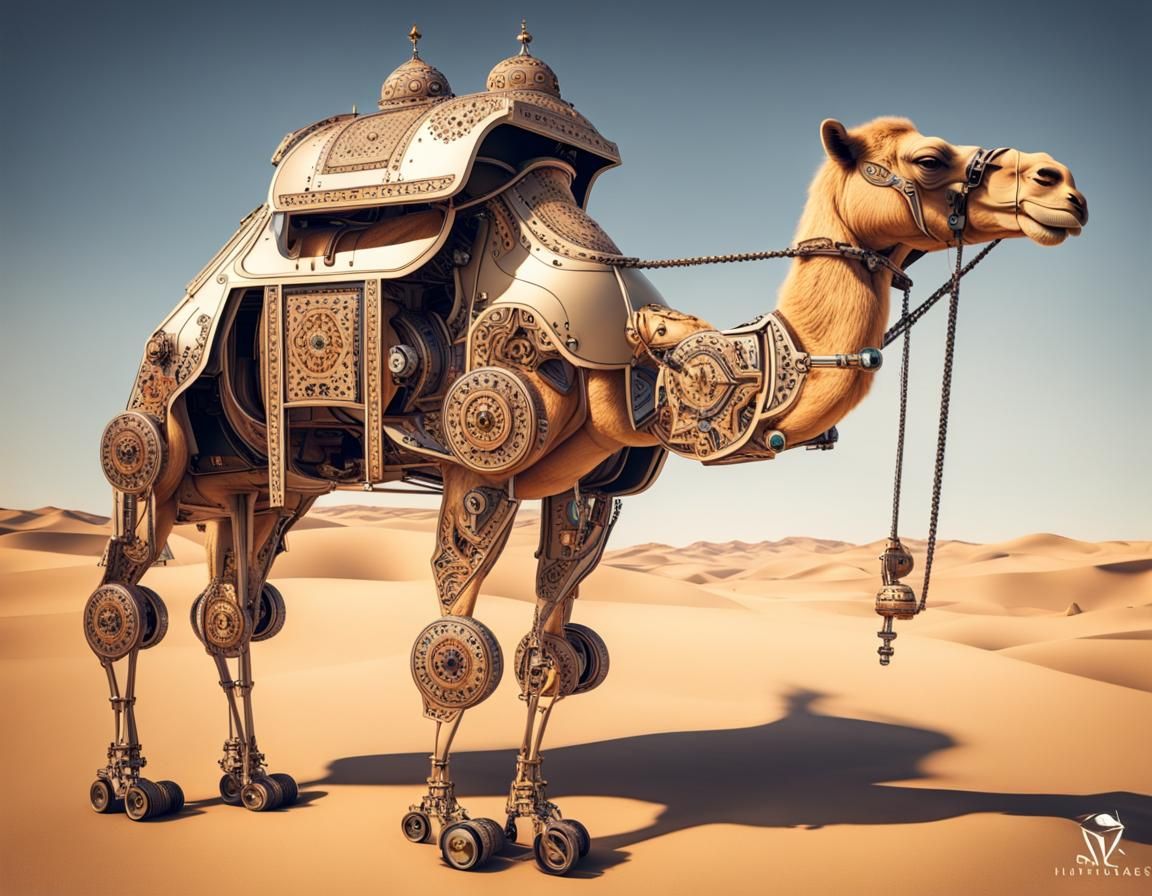Futuristic Mechanical Camel on Wheels