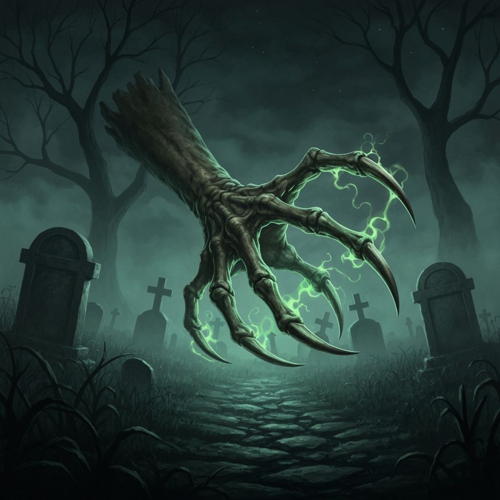 Grotesque Crawling Claw in Misty Graveyard