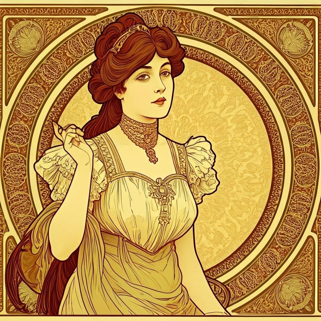Elegant Woman in Art Nouveau Style