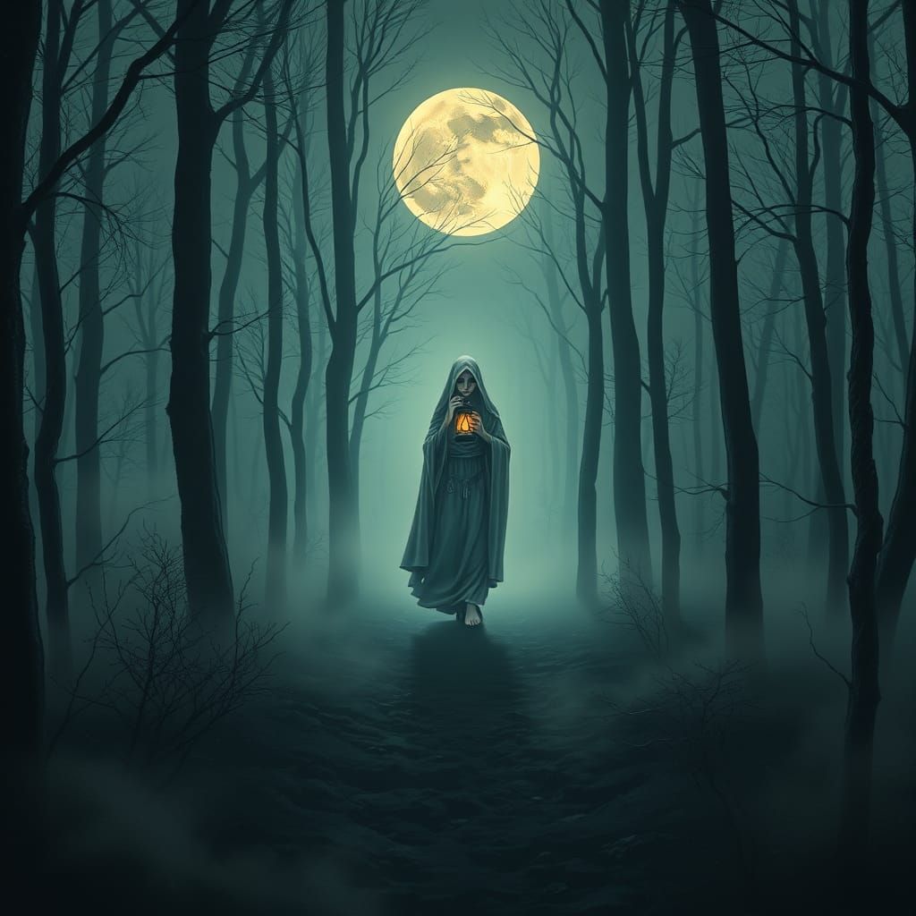 Baltic Moon Goddess Steps into Mystical Forest