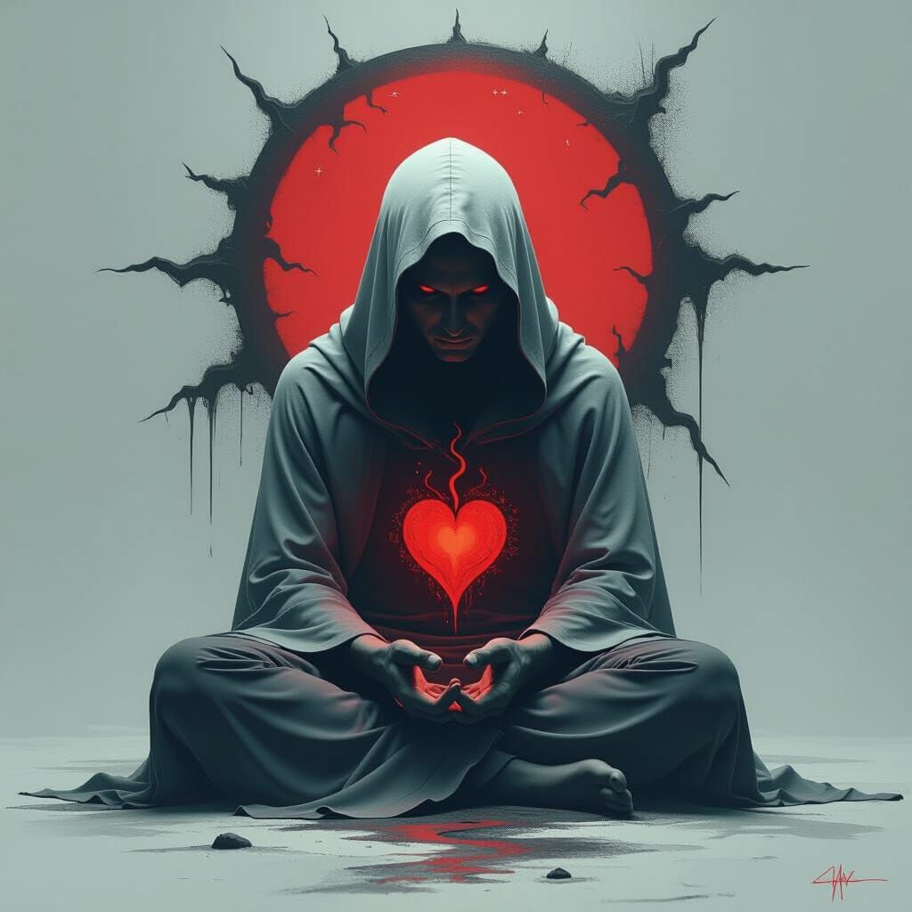 Lonely Heart Tomb in Mystical Melancholic Darkness