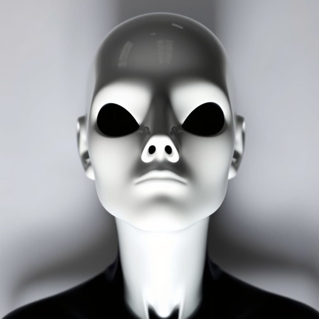 Orthographic View of Mannequin Head in Industrial Style