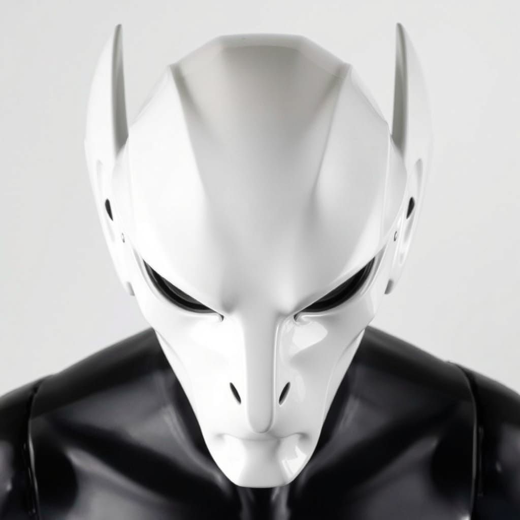 Orthographic View of White Mannequin Head in Industrial Styl...