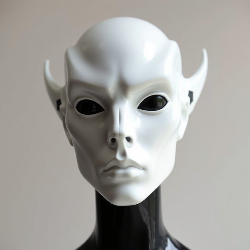 Mannequin Head in Orthographic Projection, Stark Lighting