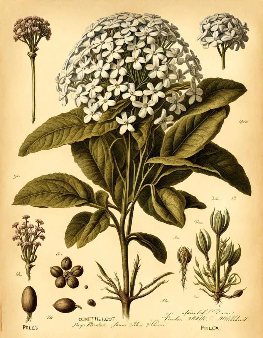 Phlox Plant: Antique Botanical Sketch