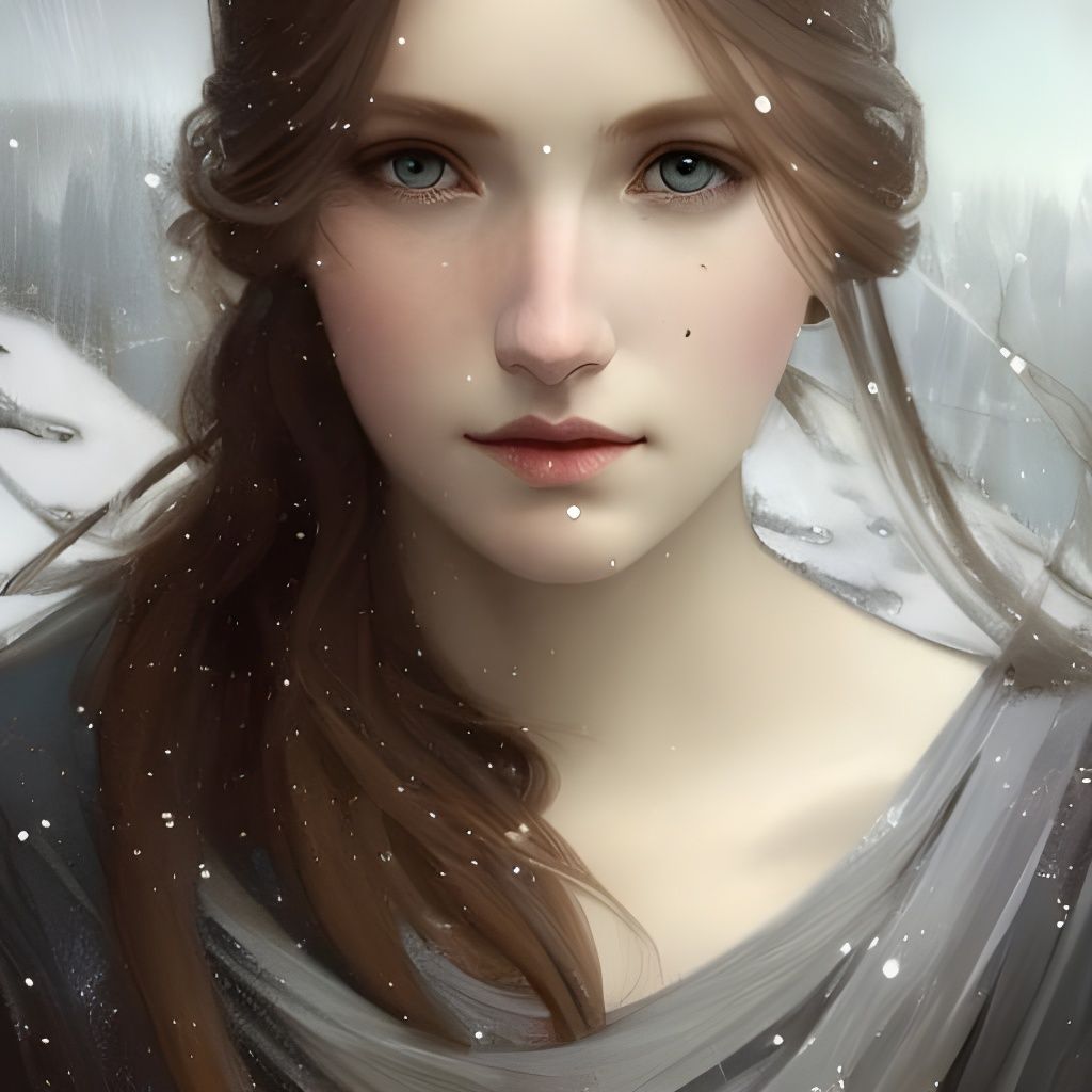 Medieval Maiden in Snow, Waterhouse Style