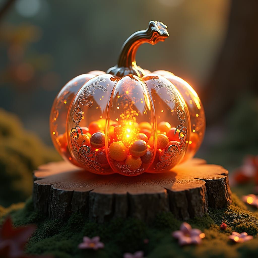 Ornate Glass Pumpkin Filled with Sweets