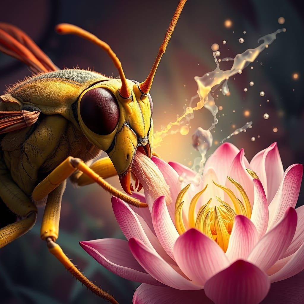 Hyperrealistic Lotus Flowers in Splash Art Style