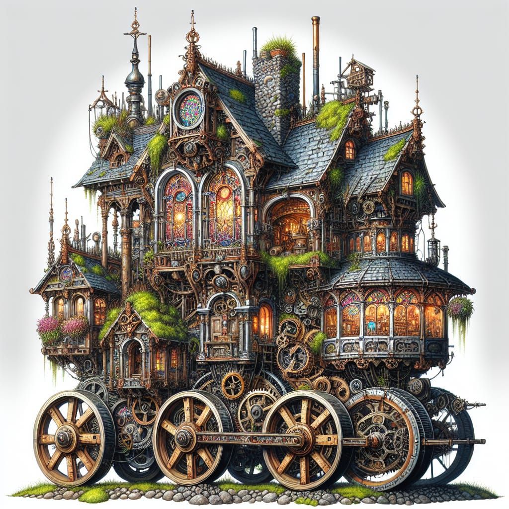 Steampunk Cottage on Wheels: A Mechanical Fantasy