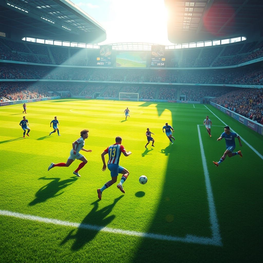 Futuristic Soccer Game in Digital Art Style