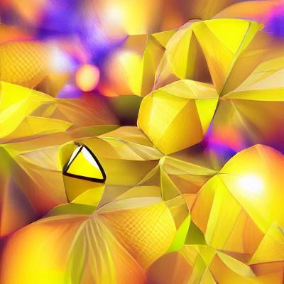 Iridescent Geometric Gemstones in Yellow, 8K Resolution